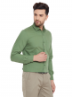 Green Plain Regular Fit Cotton Formal Shirt