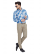 Blue Checkered Regular Fit Cotton Formal Shirt