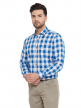 Blue Checkered Regular Fit Cotton Formal Shirt