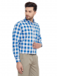Blue Checkered Regular Fit Cotton Formal Shirt