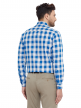 Blue Checkered Regular Fit Cotton Formal Shirt