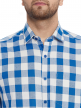 Blue Checkered Regular Fit Cotton Formal Shirt