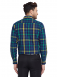 Green Indigo Checkered Regular Fit Cotton Formal Shirt