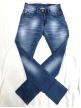 Laser whisker with embosed mens jeans
