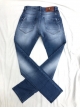 Laser whisker with embosed mens jeans