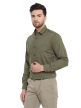 Olive Green Plain Regular Fit Cotton Formal Shirt