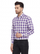 Purple Checkered Regular Fit Cotton Formal Shirt