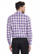 Purple Checkered Regular Fit Cotton Formal Shirt