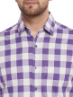 Purple Checkered Regular Fit Cotton Formal Shirt