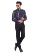 Purple Indigo Checkered Regular Fit Cotton Formal Shirt