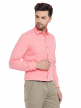 Pink Plain Regular Fit Cotton Formal Shirt