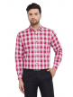 Pink Checkered Regular Fit Cotton Formal Shirt