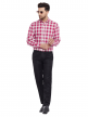 Pink Checkered Regular Fit Cotton Formal Shirt