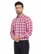 Pink Checkered Regular Fit Cotton Formal Shirt