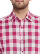 Pink Checkered Regular Fit Cotton Formal Shirt