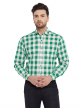 Green Checkered Regular Fit Cotton Formal Shirt